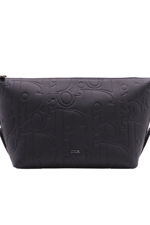 Pre-Owned Christian Dior Dior Gravity Leather Large Pouch Second Bag 2ESCA495 Black Men's