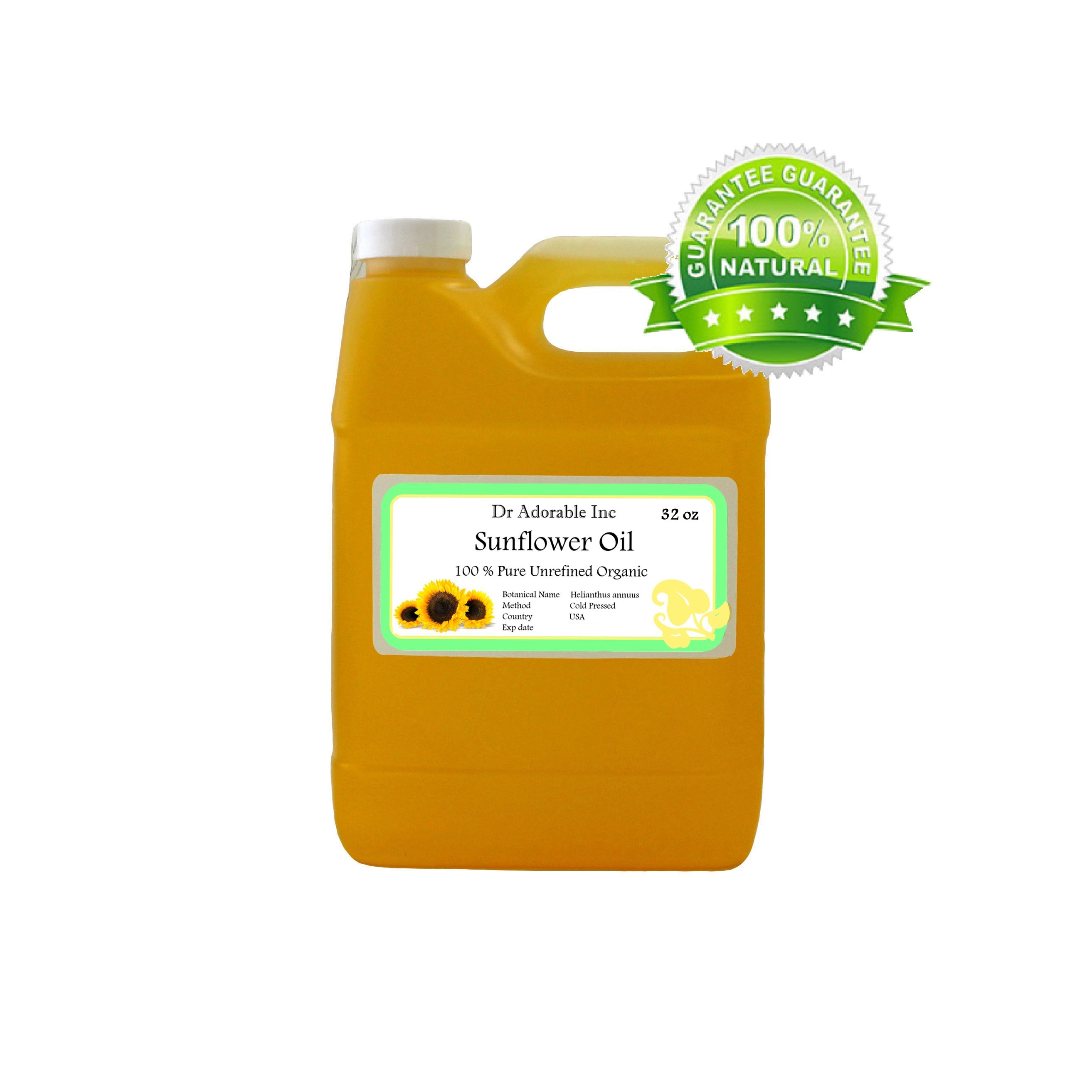 Dr. Adorable Unrefined Sunflower Seed Oil 100 Pure Organic Cold