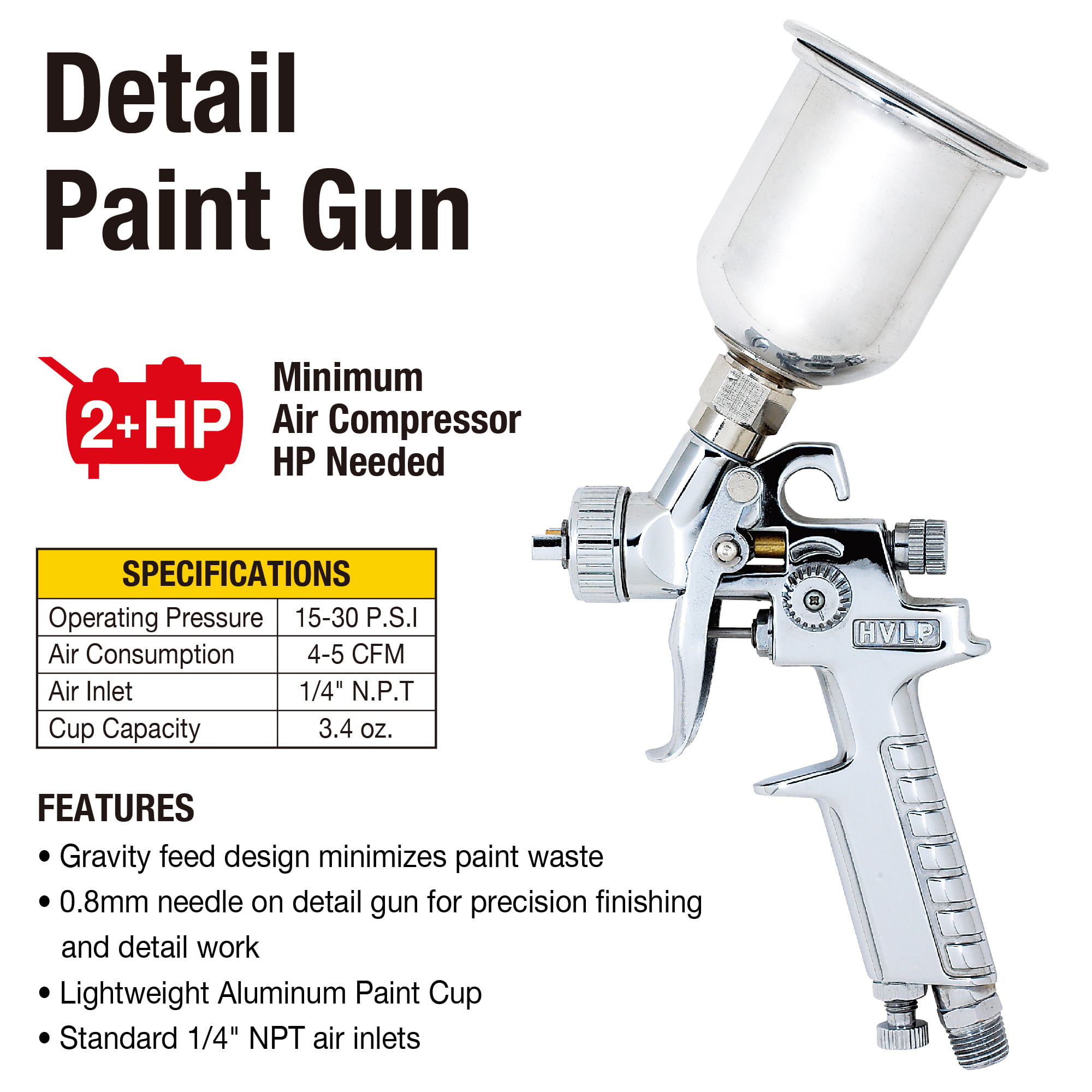 HVLP PAINT GUN 1.4 TIP 6 cfm BY CENTRAL PNEUMATIC w/SAME DAY SHIP 3 DAY DEL. 