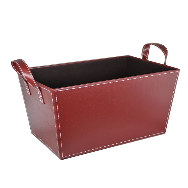 Roosevelt Faux Leather Bin with Handles Large 14in