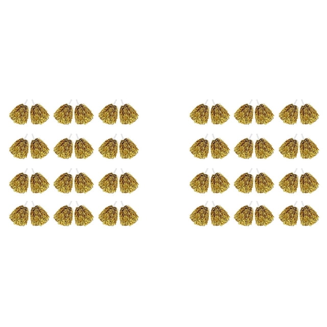 48 Piezas Pompones de Porristas Pompones de Papel de Aluminio MetáLico con Manejar de Plástico Amarillo