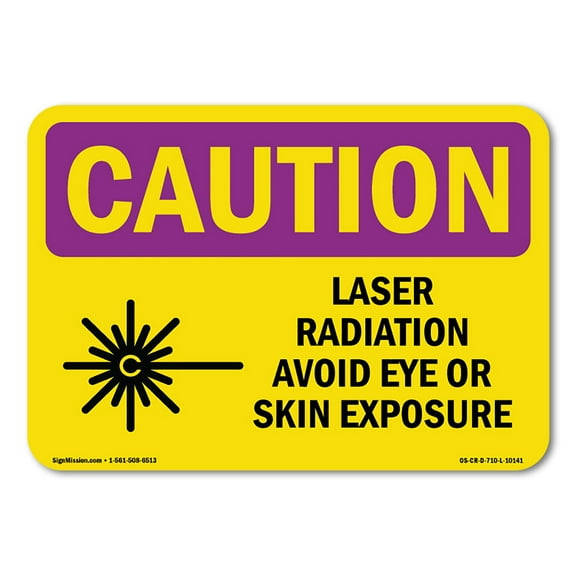 OSHA CAUTION RADIATION Sign - Laser Radiation Avoid Eye Or With Symbol | Aluminum Sign | Protect Your Business, Work Site, Warehouse | Made in the USA