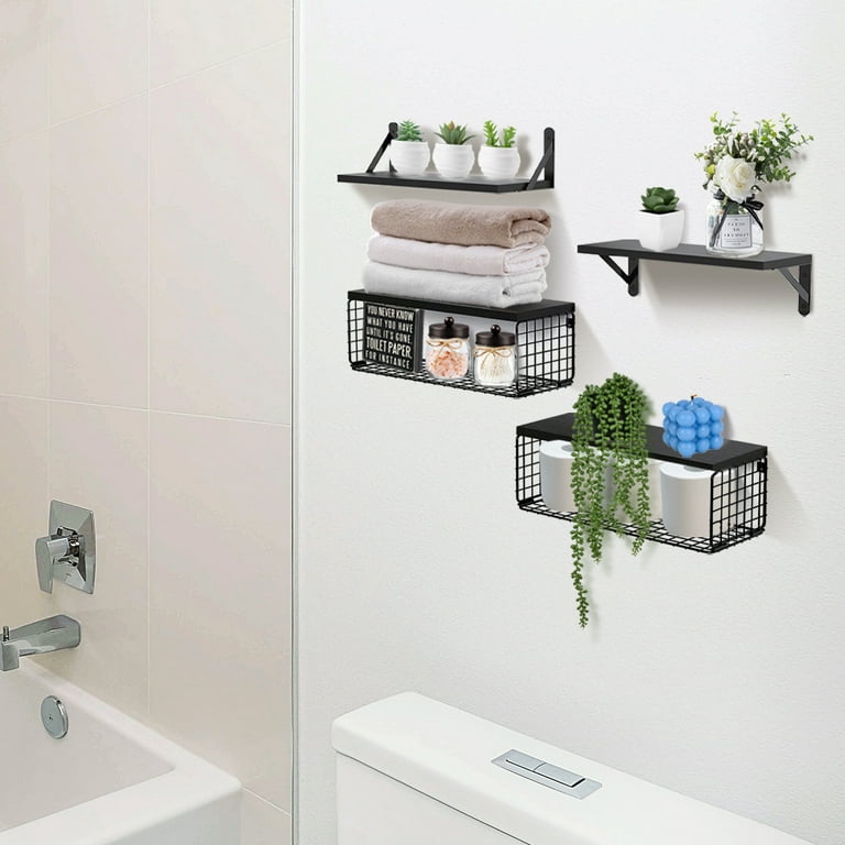Farmhouse bathroom shelves-farmhouse bathroom wall decor-toilet paper holder-floating  shelves-bathroom floating shelves over toilet-wall