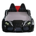 thumbnail image 3 of Furniture of America Dash Kids Plastic Twin Race Car Bed with LED and Sound, Black, 3 of 9