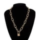 thumbnail image 3 of Collar para mujer, joyería para mujer, collar vintage dorado con cadena grande y candado, joyería para mujer, collar de aleación., 3 of 5