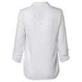 thumbnail image 3 of FashionOutfit Women's Lightweight Striped Henley Neck 3/4 Roll up Sleeves Blouse Top, 3 of 4