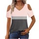 thumbnail image 2 of Puntoco Liquidación de blusas cortas para mujer, blusas estampadas para mujer, blusas de manga corta con escote en V y hombros descubiertos, blusas de moda, 2 of 5