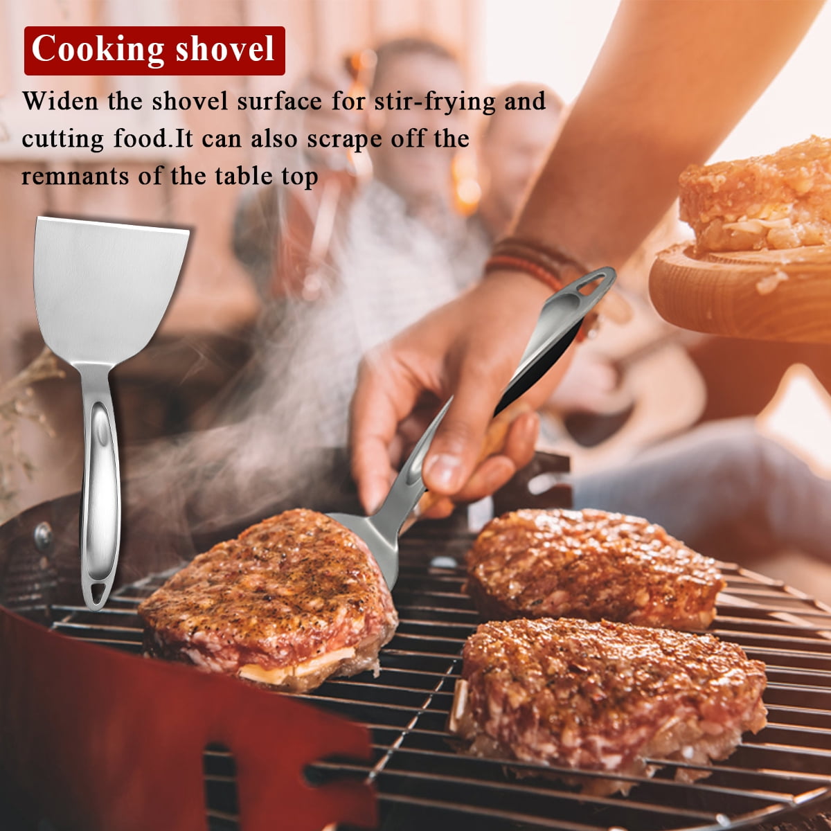 ReaNea Silver Barbecue Set of 5 Stainless Steel Grill Tool Set for All Grill Types and Dishwasher Safe
