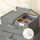 thumbnail image 4 of Cajas de almacenamiento plegables pequeñas de doble tapa de tela gris con asas para juguetes, estantes, ropa, papeles, libros, 4 of 6