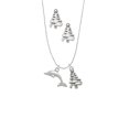 thumbnail image 2 of Delight Jewelry Silvertone Antiqued Dolphin Silver tone Zig Zag Christmas Tree Charm Necklace and Stud Earrings, 2 of 4