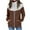 Coffee, variant on IROINNID Women's Autumn Warm Mid-Length Jacket Solid Color Zip Up Long Sleeve Outwear, Coffee