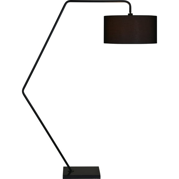 Renwil Penelin 1-Light Modern Metal & Linen Floor Lamp in Black