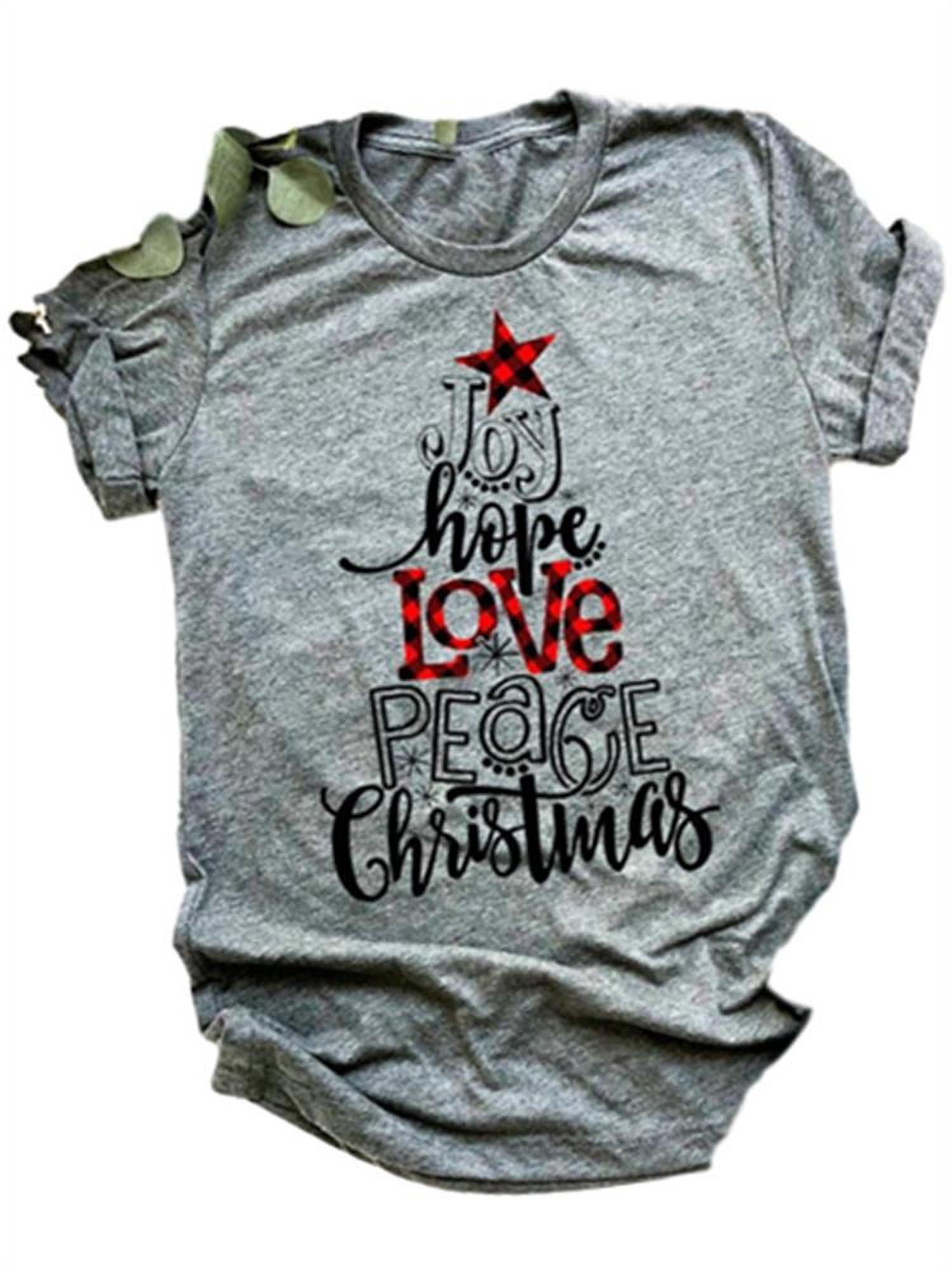 Youth Toddler Peace Love Christmas Tree TShirt Vintage Family Christmas Pajama Shirt in Baby Adult Buffalo Plaid Winter Holiday Season