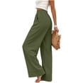 thumbnail image 5 of VEKDONE Womens Elastic Waist Palazzo Pants Casual Baggy Wide Leg Pants with Pockets Summer Lounge Straight Trousers Army Green XL, 5 of 7