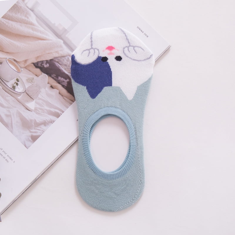 LSFYSZD Women Lowcut Liner Socks, Soft Cartoon Cat Nonslip Hidden Invisible Socks for Flats