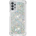 thumbnail image 2 of Compatible with Samsung Galaxy A32 5G Case Glitter Liquid Cute Clear Phone Case Floating Quicksand Shockproof Protective Bumper Silicone TPU Case for Samsung Galaxy A32 5G Love Sliver YB, 2 of 12
