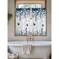 thumbnail image 4 of Blue Spring Botanical Living Room Curtains 2 Panel, Weeping Eucalyptus Butterfly Cafe Window Treatment, Farmhouse Bedroom Bathroom Kitchen Curtains Drapes 104"x54", 4 of 6