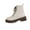 Beige, variant on Beige Ladies Pu Leather Booties Round Toe Low Chunky Heel Lace Up Side Zipper Casual Winter Warm Comfort