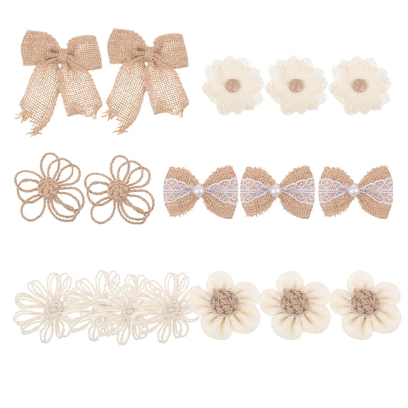 Miangastore Linen Flowers Hemp Rope Assorted Color 18Pcs 4.32X4.32X0.47Inch