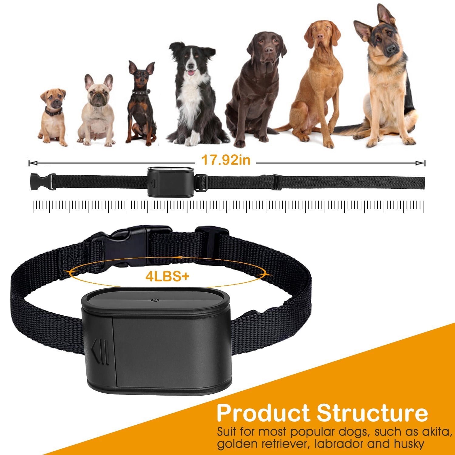 iMountek Electric Dog Collar Receiver Anti-Bark Dog Deterrent Training Collar with Beep Shock Modes for Dog Fence System