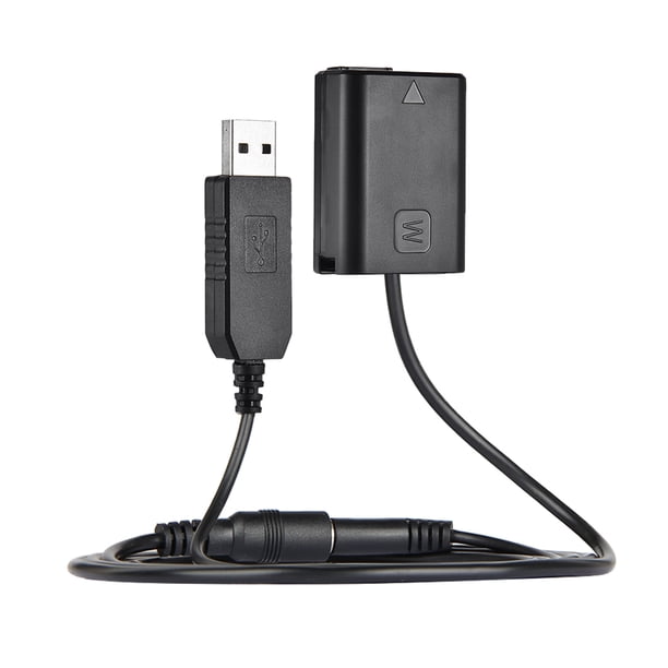 Adaptador USB Docooler NP-FW50 Batería falsa + Banco de alimentación de CC (5V 2A) Reemplazo del cable adaptador USB para AC-PW20 para Sony NEX-3/5/6/7 Series A33 A37 A35 A55 a7 a7R a7II A6000 A6300 Docooler Adaptador USB