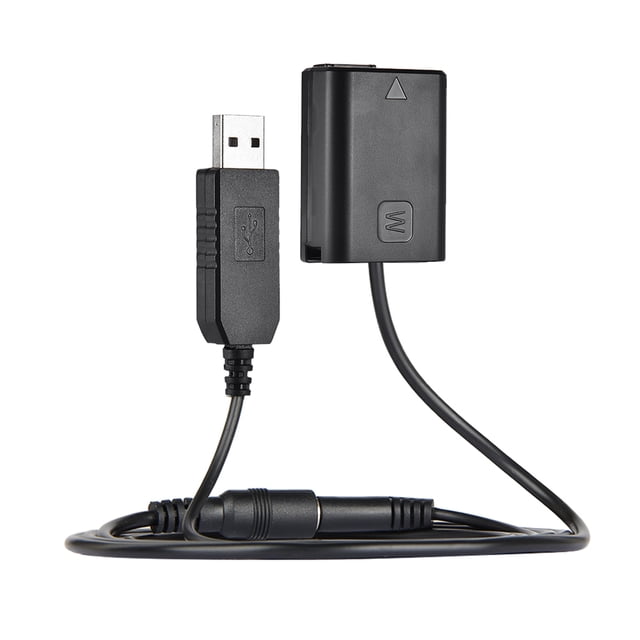 Adaptador USB Docooler NP-FW50 Batería falsa + Banco de alimentación de CC (5V 2A) Reemplazo del cable adaptador USB para AC-PW20 para Sony NEX-3/5/6/7 Series A33 A37 A35 A55 a7 a7R a7II A6000 A6300 Docooler Adaptador USB