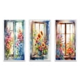 thumbnail image 2 of Designart "Floral Blooms at the Window III" Floral Window Framed Wall Art Set Of 3 - Orange Window Frame Gallery Set For Office Decor, 2 of 7