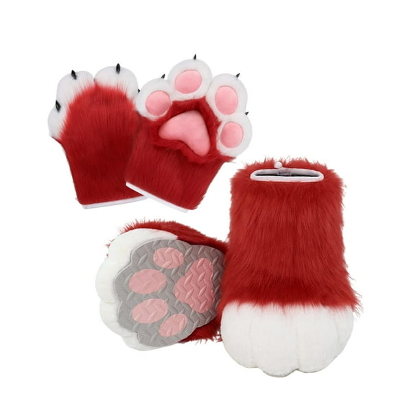 Accesorios de disfraz de patas de animal para cosplay para presentaciones en el escenario de Halloween Rojo