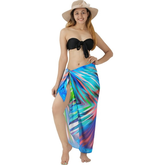 LA LEELA Women's Bikini Beach Wrap Swimwear Cover up Bathing suit Summer Wraps Swimsuit Sarong Skirts for Women One Size Han, Leaves