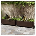 thumbnail image 3 of Wicker Raised Garden Bed with Wheels, 38”x12”x14”, Rectangular Garden Planter Box w/PE Rattan, Liner Fabric, Wicker Patio Elevated Raised Bed for Vegetable Flower Porch Balcony, 3 of 6
