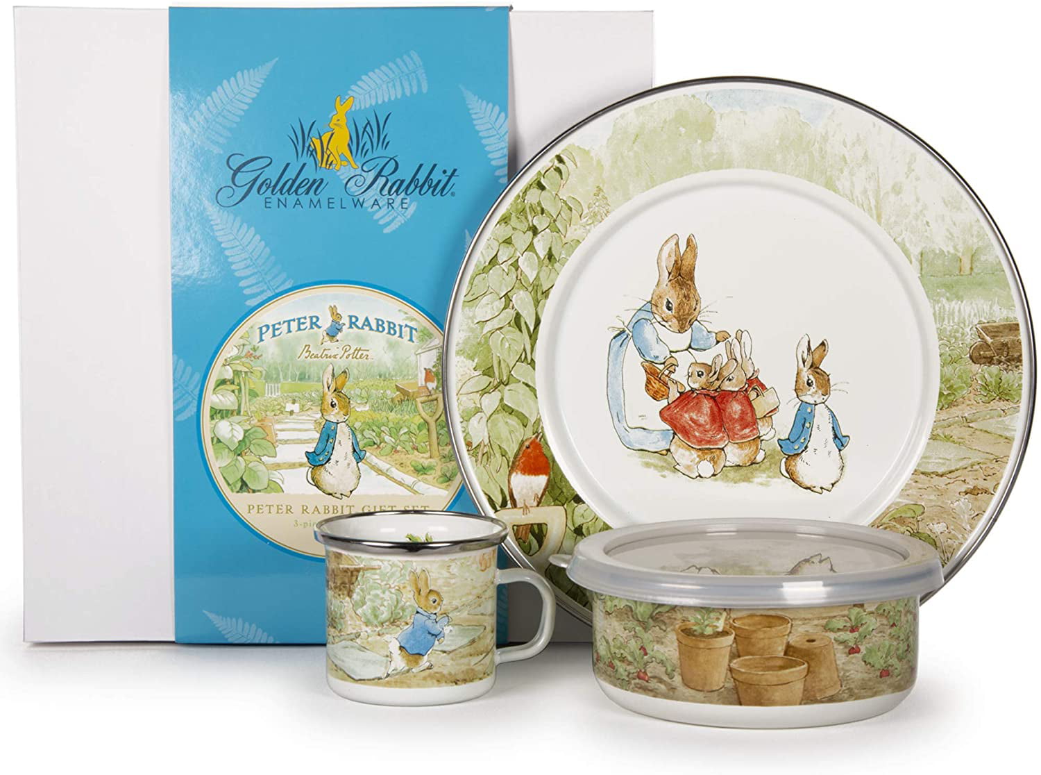Golden Rabbit Enamelware - Peter Rabbit Pattern 3-piece Child Dinner Set -