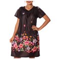 thumbnail image 1 of Women's Floral Printed Short-Sleeve Lounger Nightgown Sleepwear, 2X-Large Black, 1 of 5
