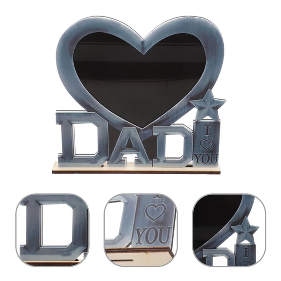 HONITANO Heart Shaped I Love Dad Metal Picture Frame Silver 7.9X7.7X0.08in Tabletop Display 1Pack