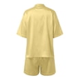 thumbnail image 4 of Pajamas for Women Set Women Silk Pajamas Shirt-Style Collar Sleepwear Short Sleeve Loungewear Womens Lounge Wear 2 Piece Set Cute Outfits S, 4 of 6