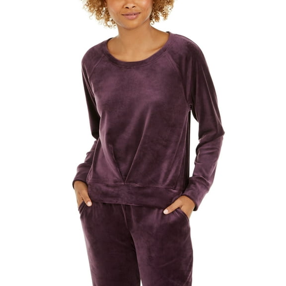 Ideology Womens Activewear Pleated Velour Sweatshirt;XX-Large