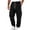Black, variant on Men's Fleece Cargo Sweatpants Drawstring Elastic Waist and Bottom Multi-Pocket Active Athletic Casual Pants