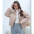 thumbnail image 5 of Womens Zip Front Plaid Sweatshirts Print Hoodie Fall Jackets Long Sleeve Casual Drawstring Clothes Khaki L, 5 of 9