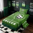 thumbnail image 2 of meiyoeat Minimalist Soccer Twin Sheets for Boys, Field Ball Sport Bedding, Green, 3 Pieces, 1 Flat Sheet, 1 Fitted Sheet and 1 Pillowcase, 2 of 6