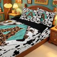 thumbnail image 3 of meiyoeat Cow Print Monogram A Zipper Twin Comforter Sets with Fitted Sheet and 2 Pillowcases For Boys,Western Leopard Initial Zipper Bedding Set,Black Reversible,4-Piece, 3 of 7