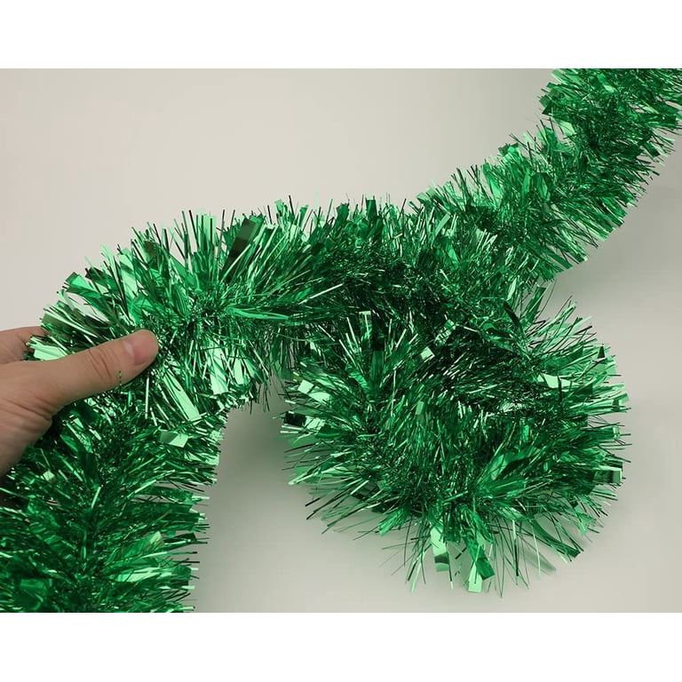 Christmas Decorations For Home 25ft Red & Green Tinsel Garland - Metallic Holiday Decor For Christmas Tree, Stairs, Parties & Outdoor Decorating Metallic Holiday Garland