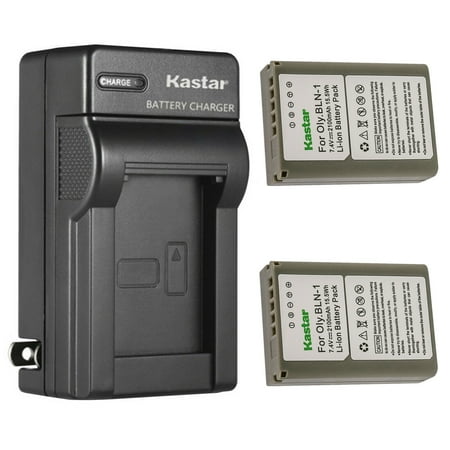 Image of Kastar 2-Pack Battery and AC Wall Charger Replacement for Olympus BLN-1 BLN1 Battery BCN-1 BCN1 Charger Olympus M-D E-M1 OM-D E-M5 OM-D E-M5 Mark II OM-D E-M5 Mark III PEN E-P5 PEN-F Cameras