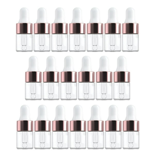 20 piezas de botellas de gotas dispensadoras de vidrio transparente con gotero para aceites esenciales 2ML