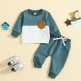 thumbnail image 4 of XBASW Toddler Baby Boy Sweatsuit Spring Fall Outfit Color Blocking Long Sleeve Sweatshirt Tops and Jogger Pants 2PCS Set 6M-3Y, 4 of 10