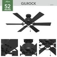 thumbnail image 5 of Hunter 52 inch Indoor Ceiling Fan No Light - Black Ceiling Fan without Light, 6 Blades, Standard Mount, For Bedroom, Living Room, or Kitchen, Pull Chain - Gilrock 51817, Matte Black, 5 of 14