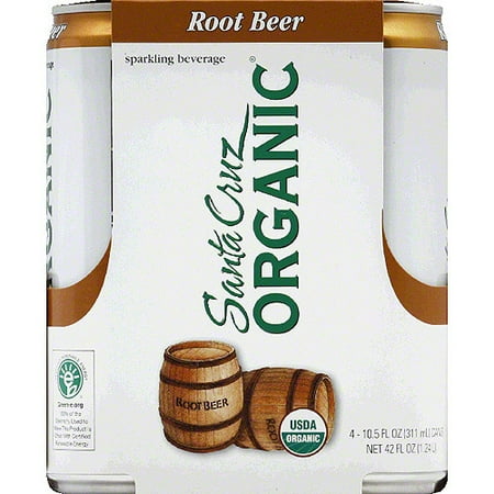 Santa Cruz Organic Root Beer Sparkling Beverage, 10.5 fl oz, 4 count, (Pack of 6)