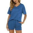 thumbnail image 5 of Fantaslook Womens Pajamas V Neck Short Sleeve Top and Shorts Outfits Casual Loungewear with Pockets, 5 of 10