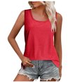 thumbnail image 2 of Titcea Tank Top for Women Split Hem Solid Color Crew Neck Sleeveless Summer Tops Hawaiian Beach Vacation Casual Tank Tops(S-2XL), 2 of 7