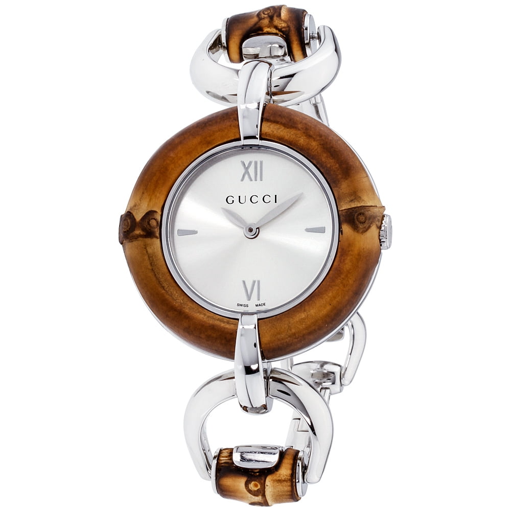 Gucci Silver Dial Bamboo and Stainless 