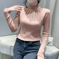 thumbnail image 2 of Chandail Col Roulé pour Femmes en Dentelle Tricotée Col Haut Slim Mode pour Printemps Automne Tenue Décontractée, 2 of 4