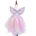 thumbnail image 2 of 2pcs Kids Angel Wings Cosplay Props Halloween Party Costumes Angel Wings Performance Dress Accessories For Halloween, Wedding, Festival (Rainbow Color), 2 of 4